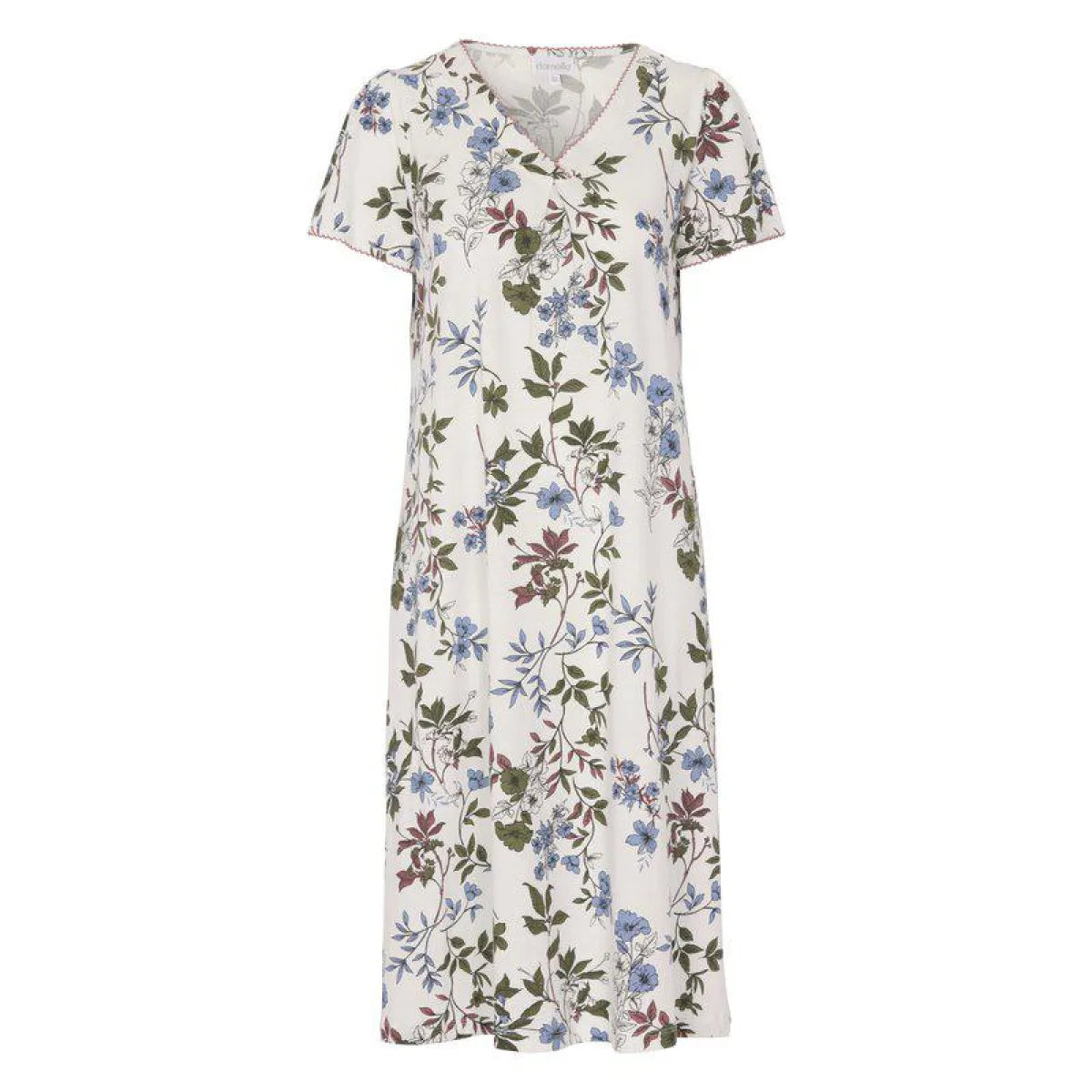 NÁTTKJÓLI VIÐ STUTTARI ERMU, V-HÁLS (110CM)