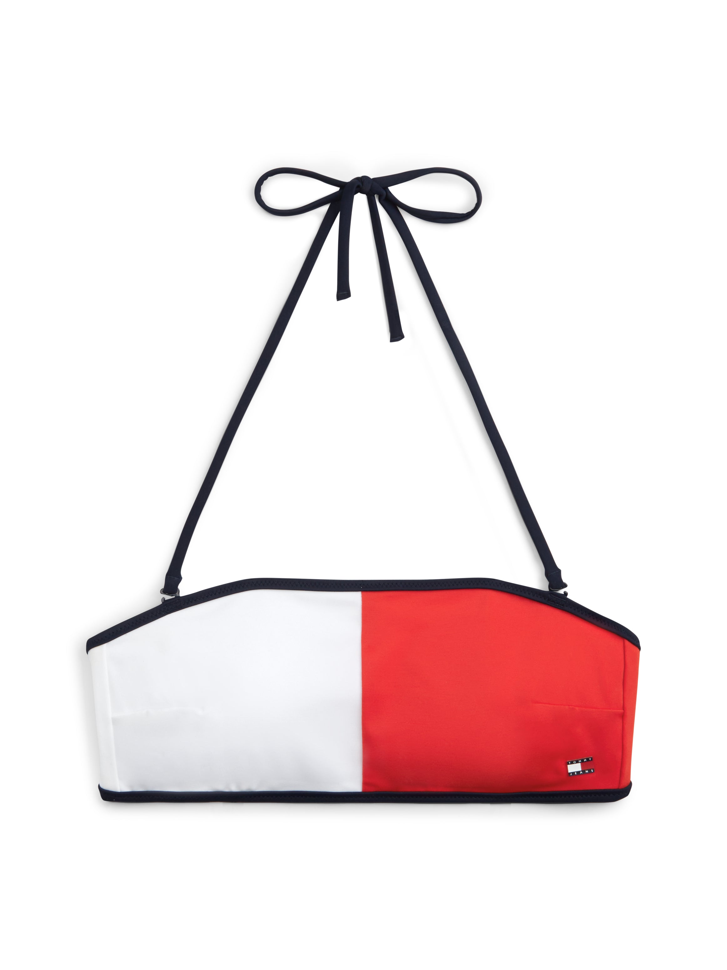 Colour-Blocked Halterneck Bandeau Bikini Top