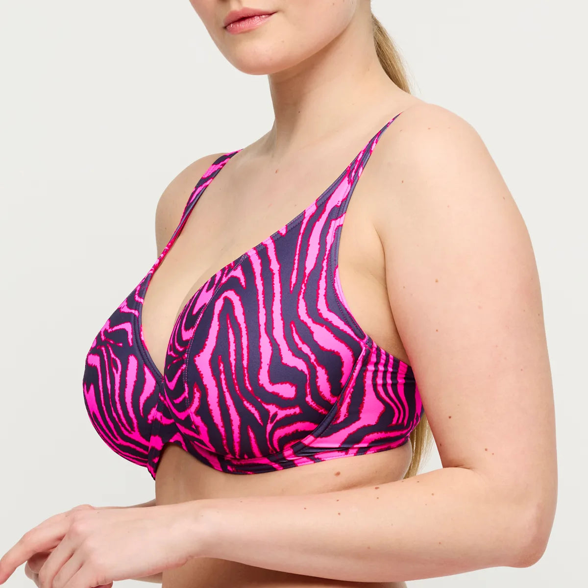 PrimaDonna Swim MALABO padded plunge bikini top hot pink zebra