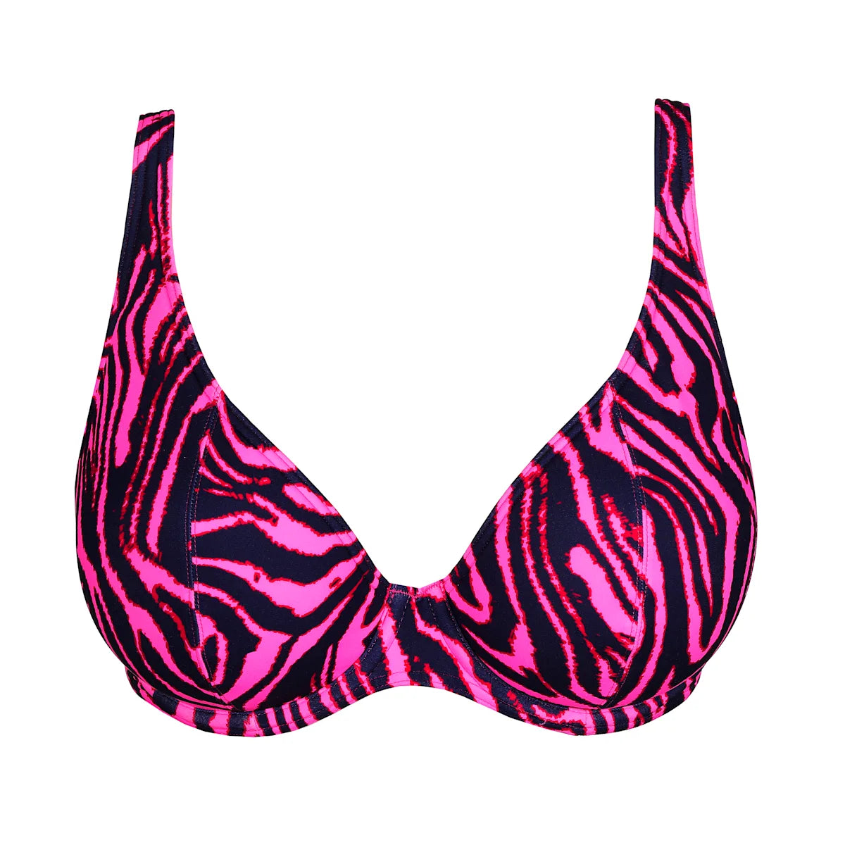 PrimaDonna Swim MALABO padded plunge bikini top hot pink zebra