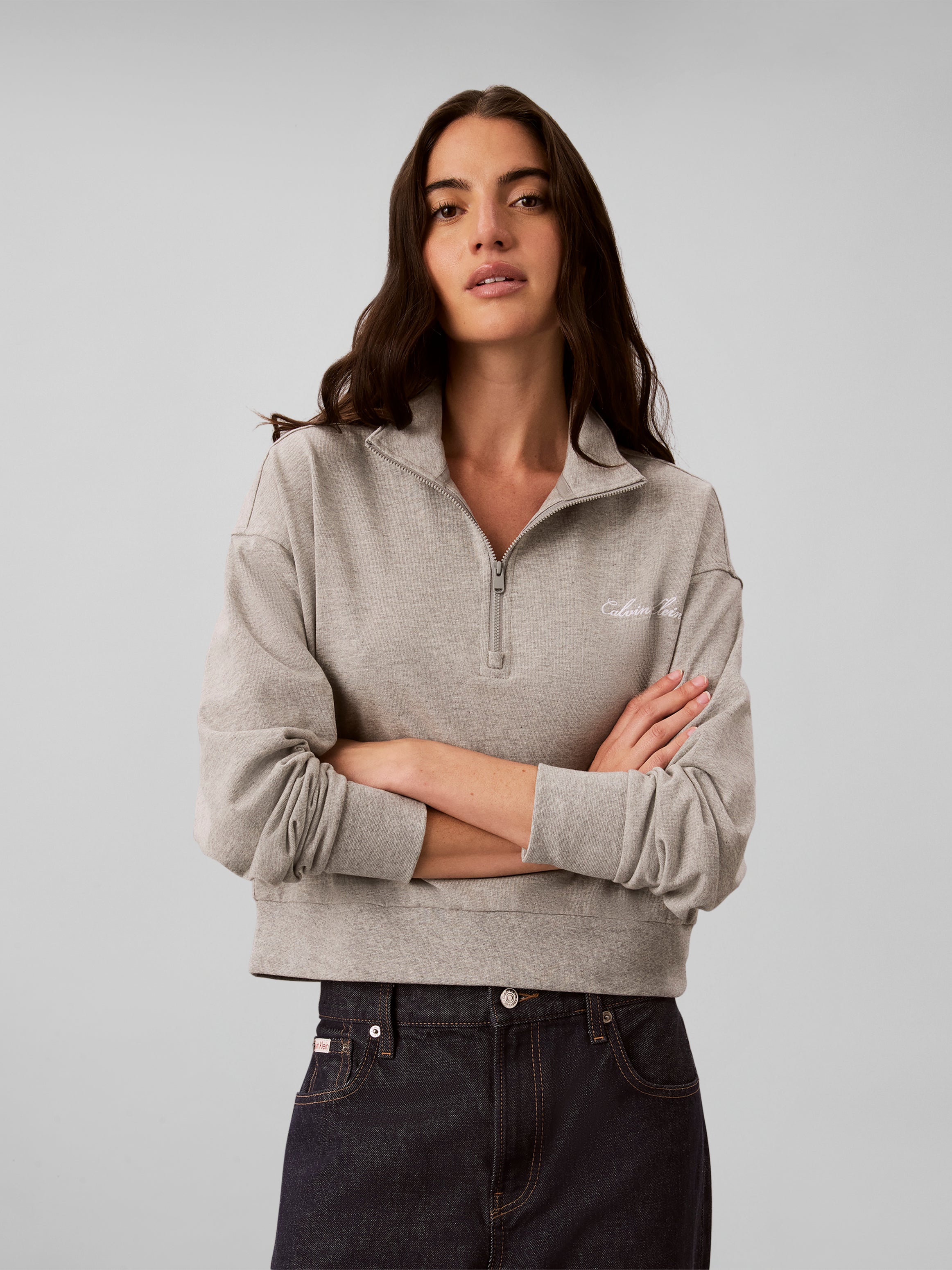 HEAVY JERSEY 1/4 ZIP TOP- GRAPHI