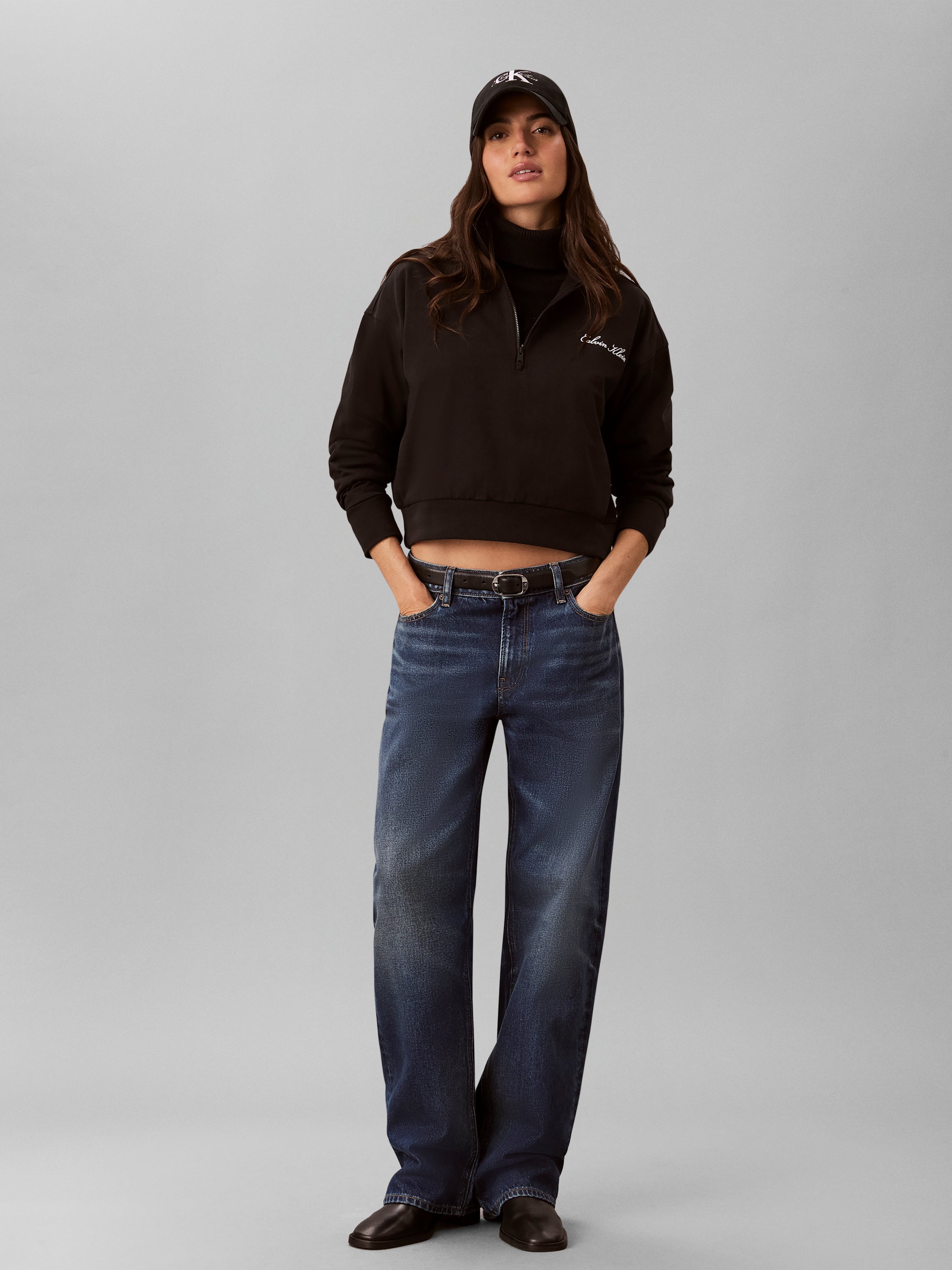 HEAVY JERSEY 1/4 ZIP TOP- GRAPHI