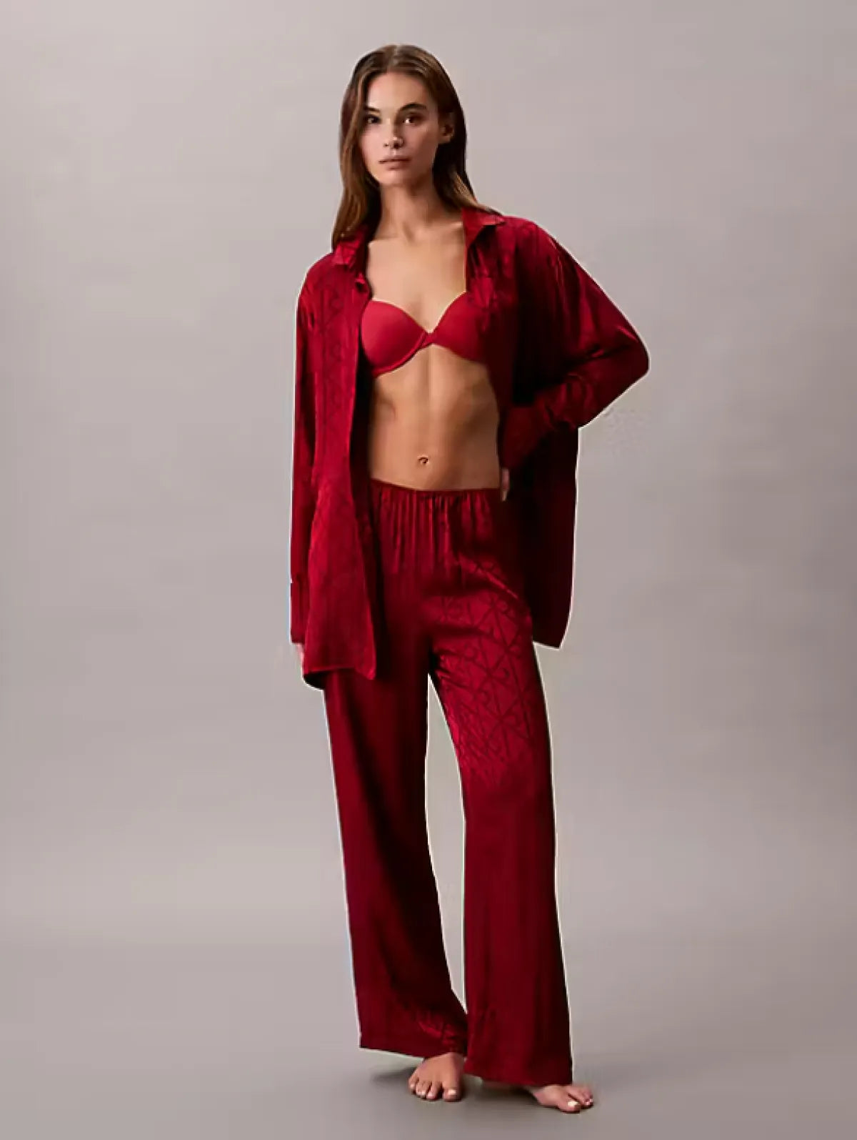 Calvin Klein AOP Satin Shine Sleep Pyamas sett