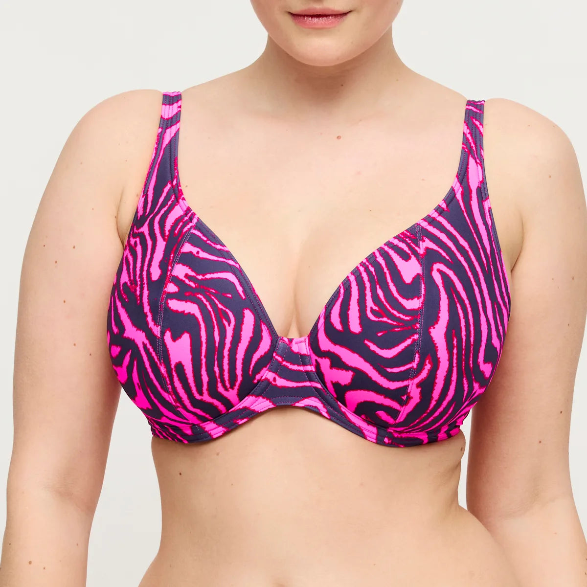 PrimaDonna Swim MALABO padded plunge bikini top hot pink zebra