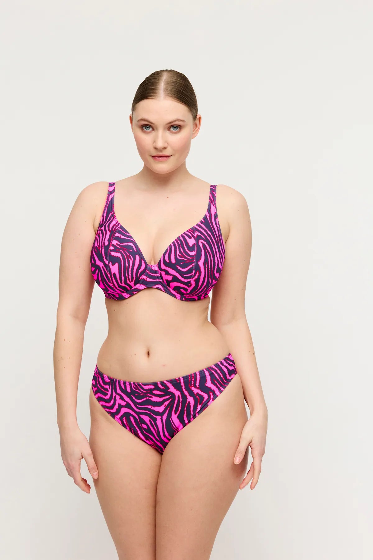 PrimaDonna Swim MALABO padded plunge bikini top hot pink zebra